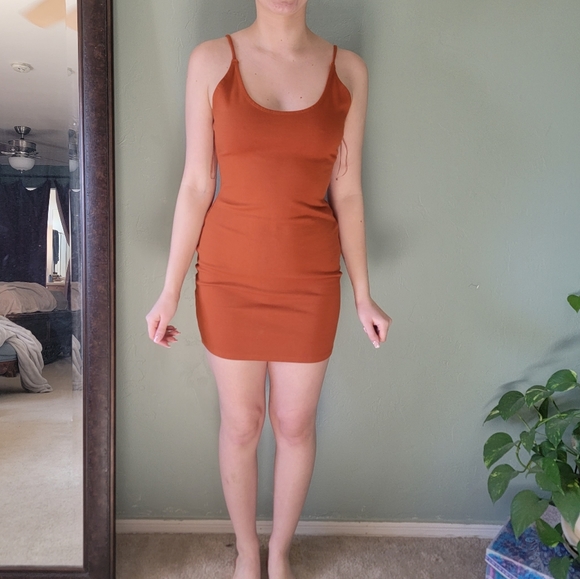 Spaghetti strap dress in small.. burnt orange.  Made by Iris - Picture 8 of 8